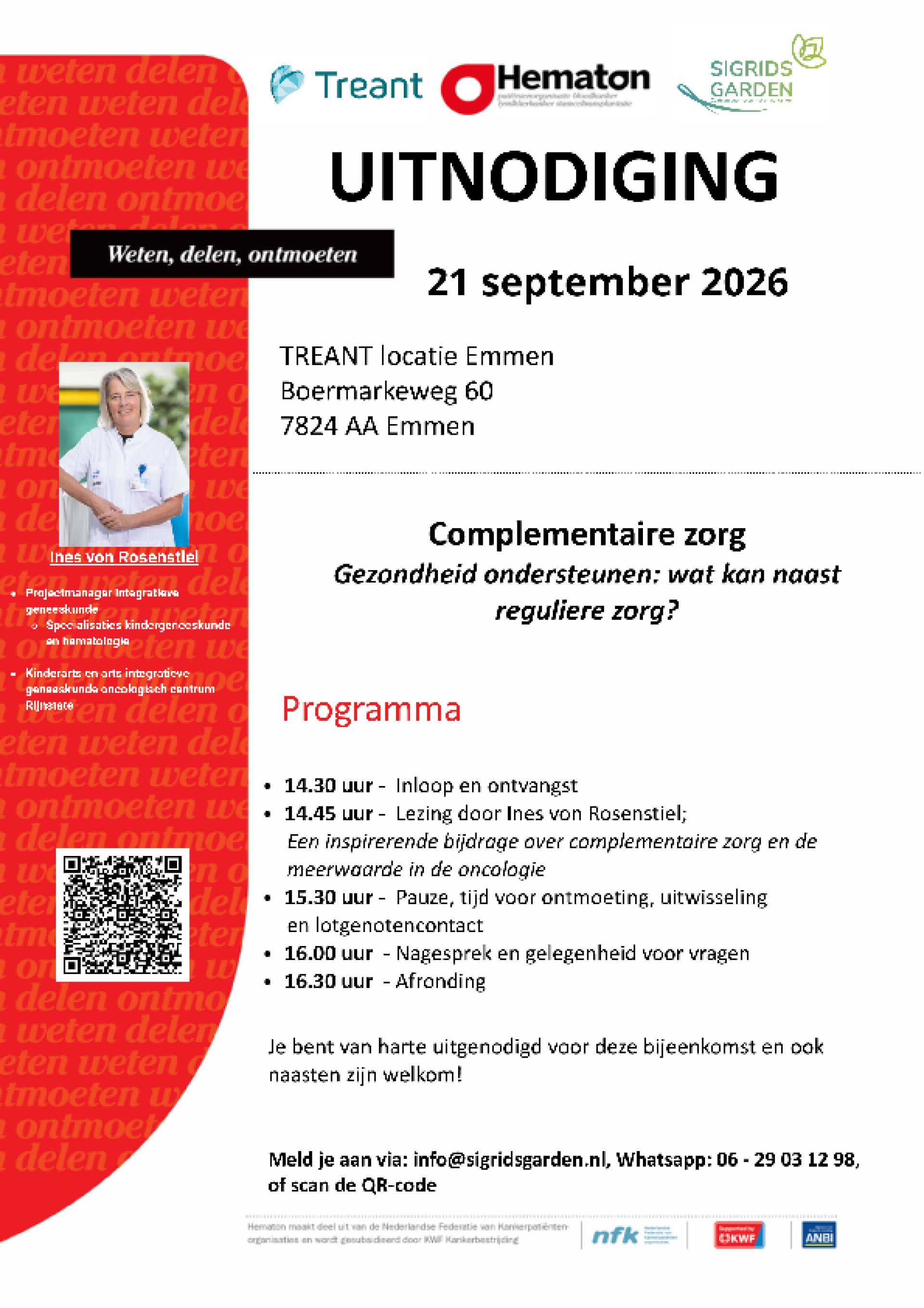 flyer met informatie over de lezing complementaire zorg