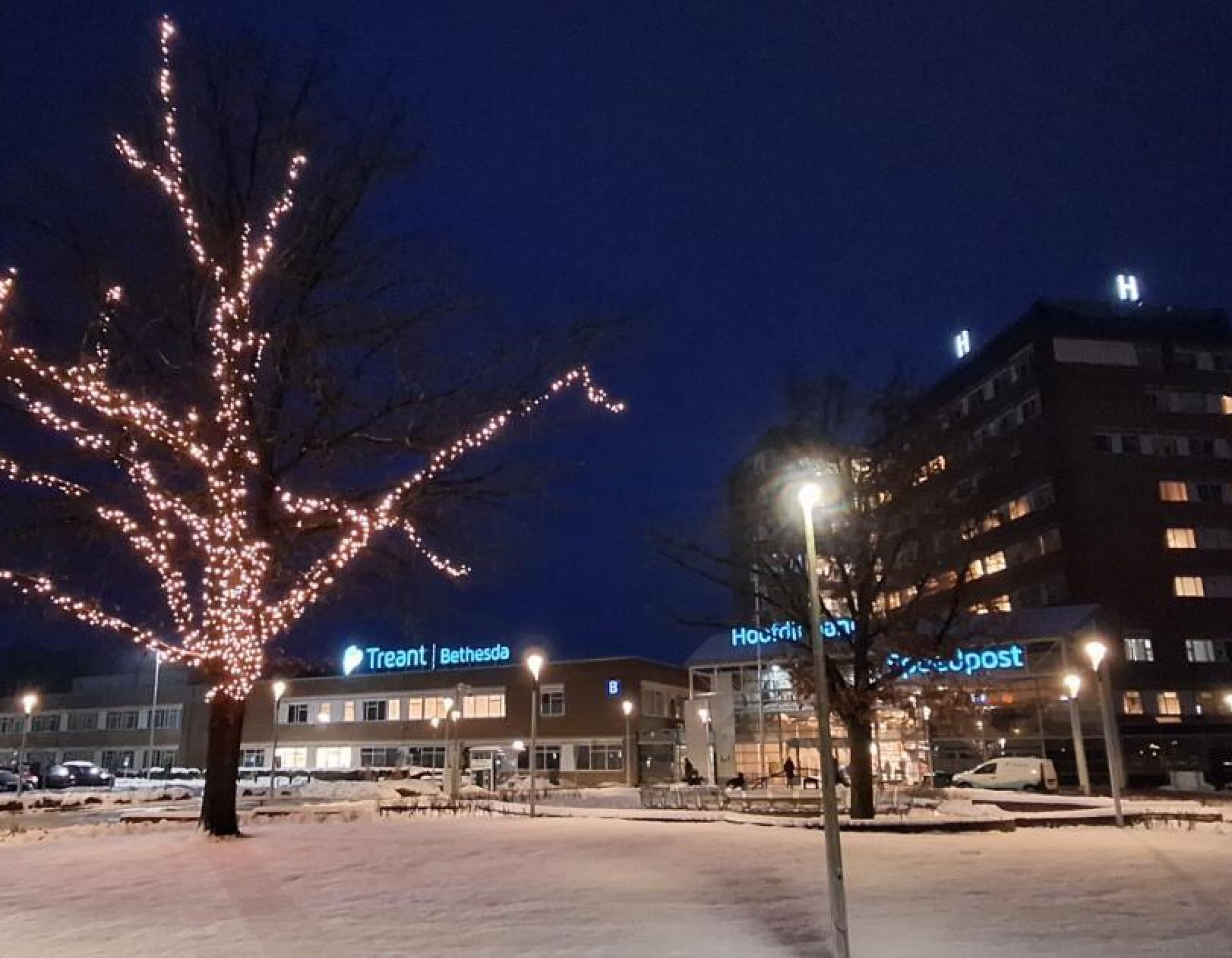 Sneeuwfoto van ziekenhuislocatie Bethesda