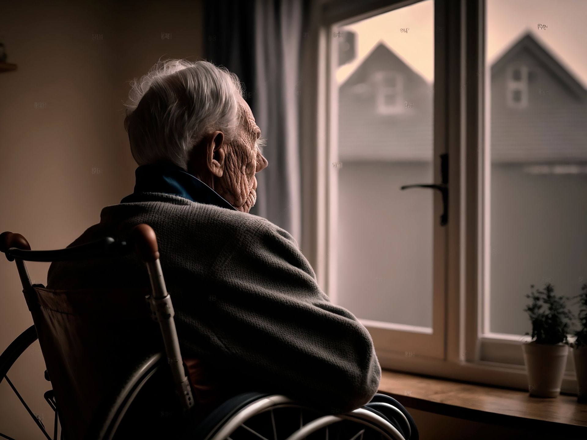 Man in woonzorglocatie staart uit het raam